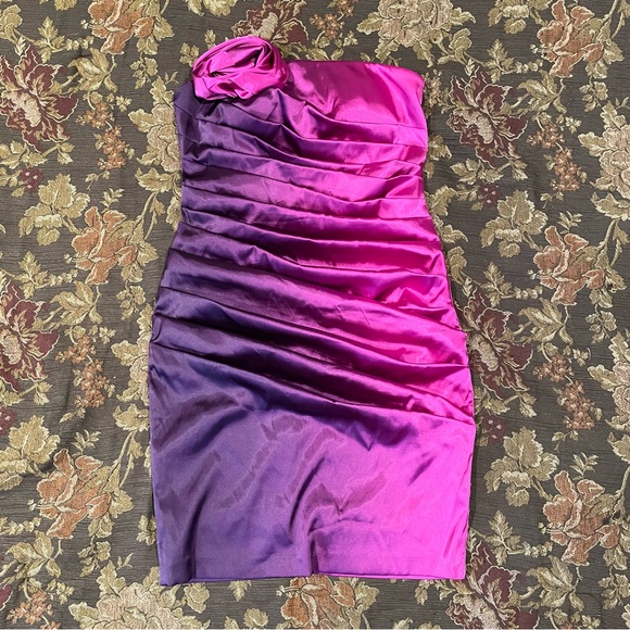 Alfabeta Ombré Ruched Strapless Dress size S Purple Pink Party Prom - Picture 3 of 6
